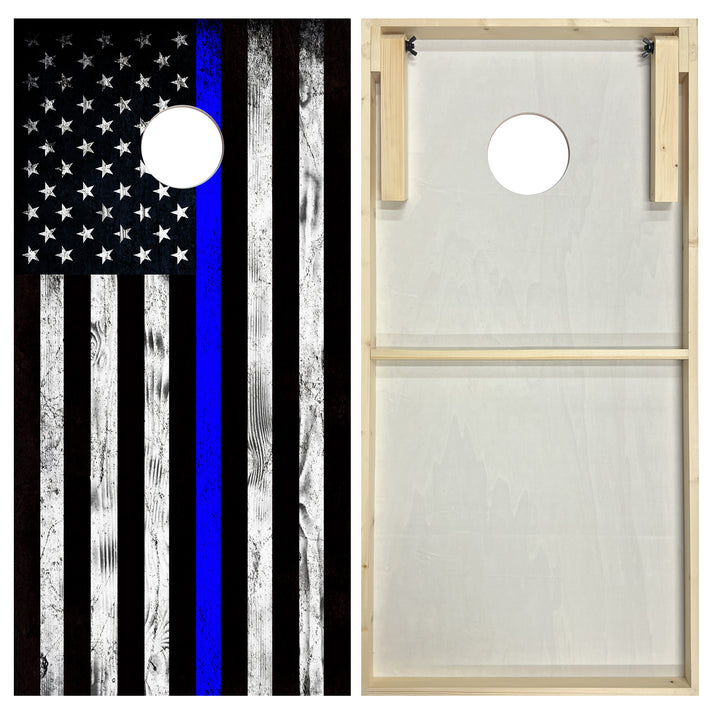 Thin Blue Line Police Flag - Cornhole Board Set - Standard