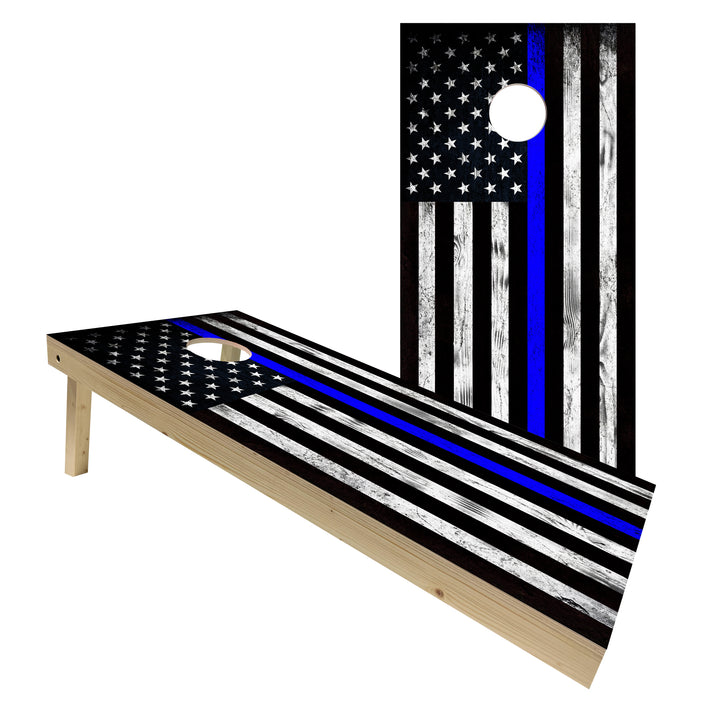 Thin Blue Line Police Flag - Cornhole Board Set - Standard