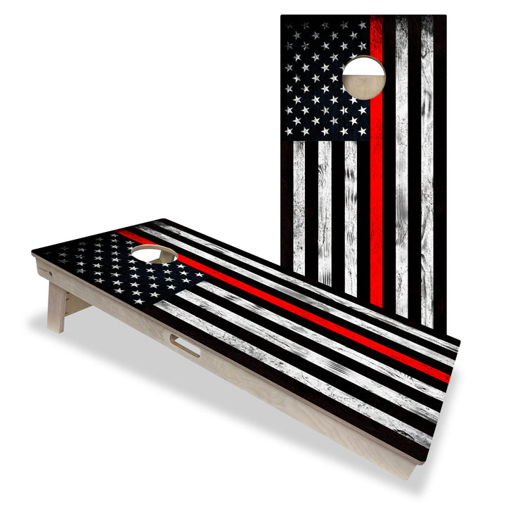 Thin Red Line Firefighter Flag - Cornhole Board Set - Professional