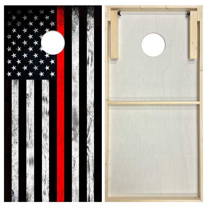 Thin Red Line Firefighter Flag - Cornhole Board Set - Standard