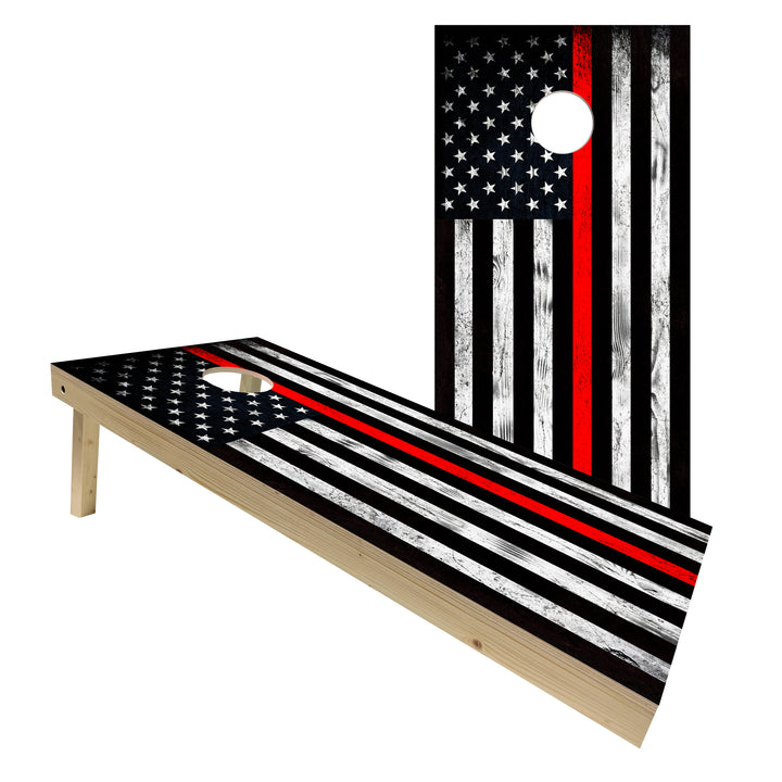 Thin Red Line Firefighter Flag - Cornhole Board Set - Standard