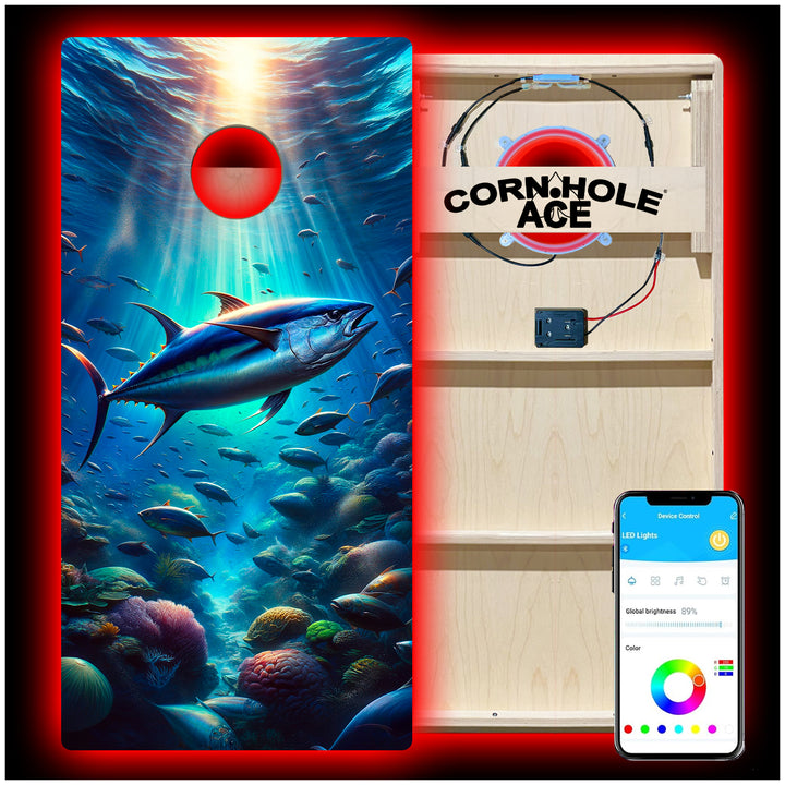Tuna Escape - Cornhole Board Set - Professional - With Pro Light Kit