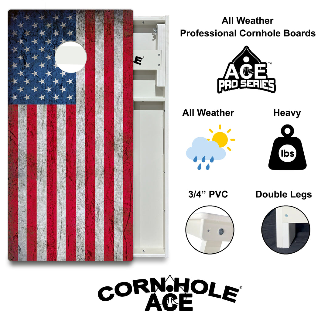 USA Flag - Cornhole Board Set - All Weather