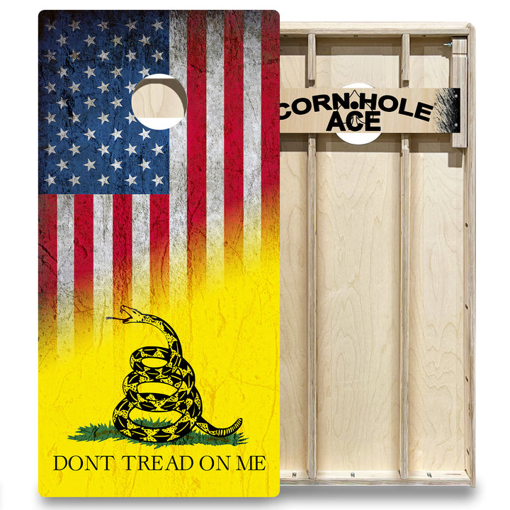 USA / Don't Tread on Me Flag - Cornhole Board Set - Elite