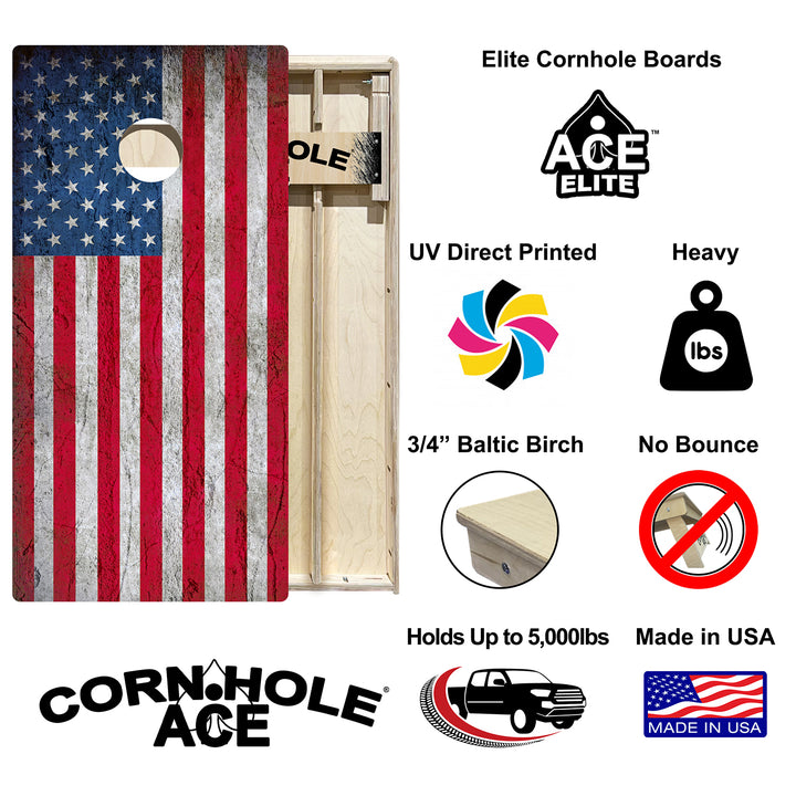 USA Flag - Cornhole Board Set - Elite