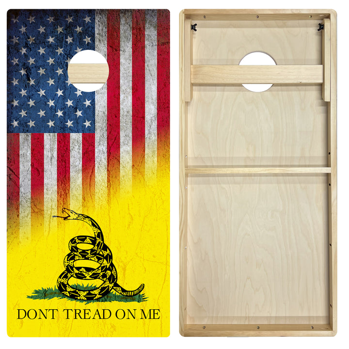 USA / Don't Tread on Me Flag - Cornhole Board Set - Intermediate