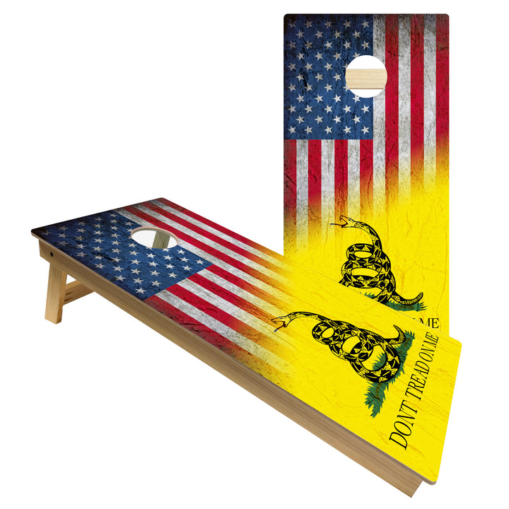 USA / Don't Tread on Me Flag - Cornhole Board Set - Intermediate