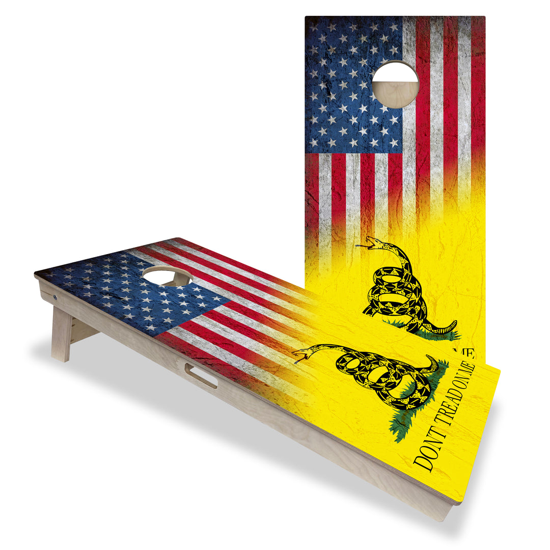 USA / Don't Tread on Me Flag - Cornhole Board Set - Professional