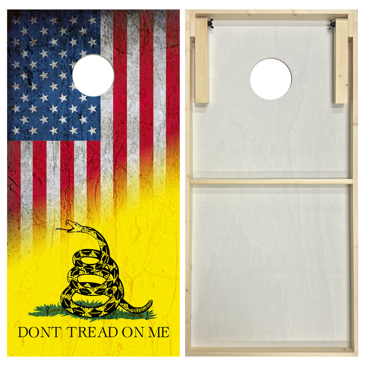 USA / Don't Tread on Me Flag - Cornhole Board Set - Standard