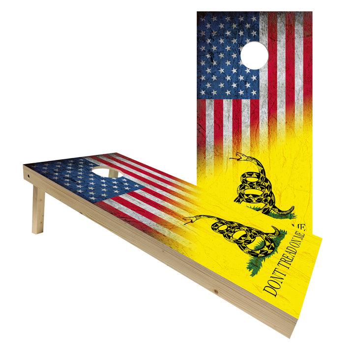 USA / Don't Tread on Me Flag - Cornhole Board Set - Standard