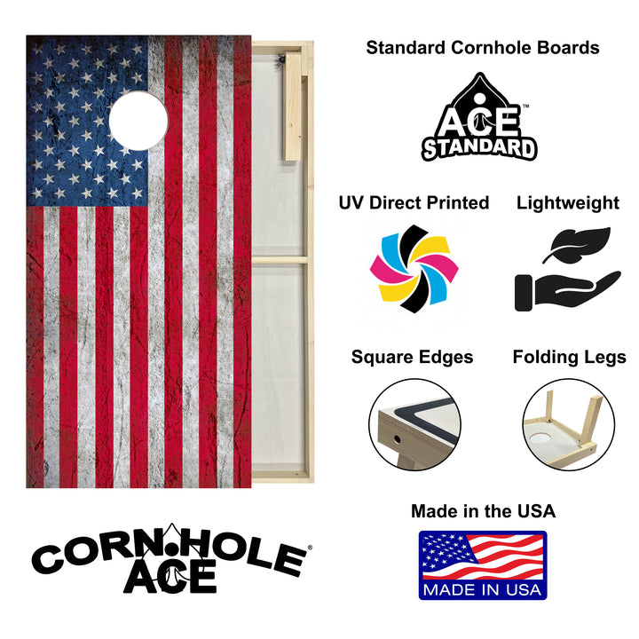 USA Flag - Cornhole Board Set - Standard