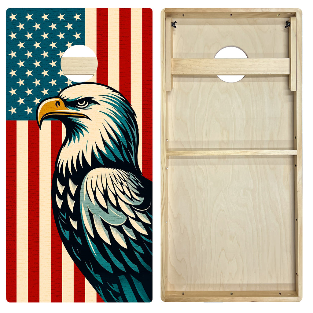 Vintage Patriotic Eagle Cornhole Board Set | Intermediate