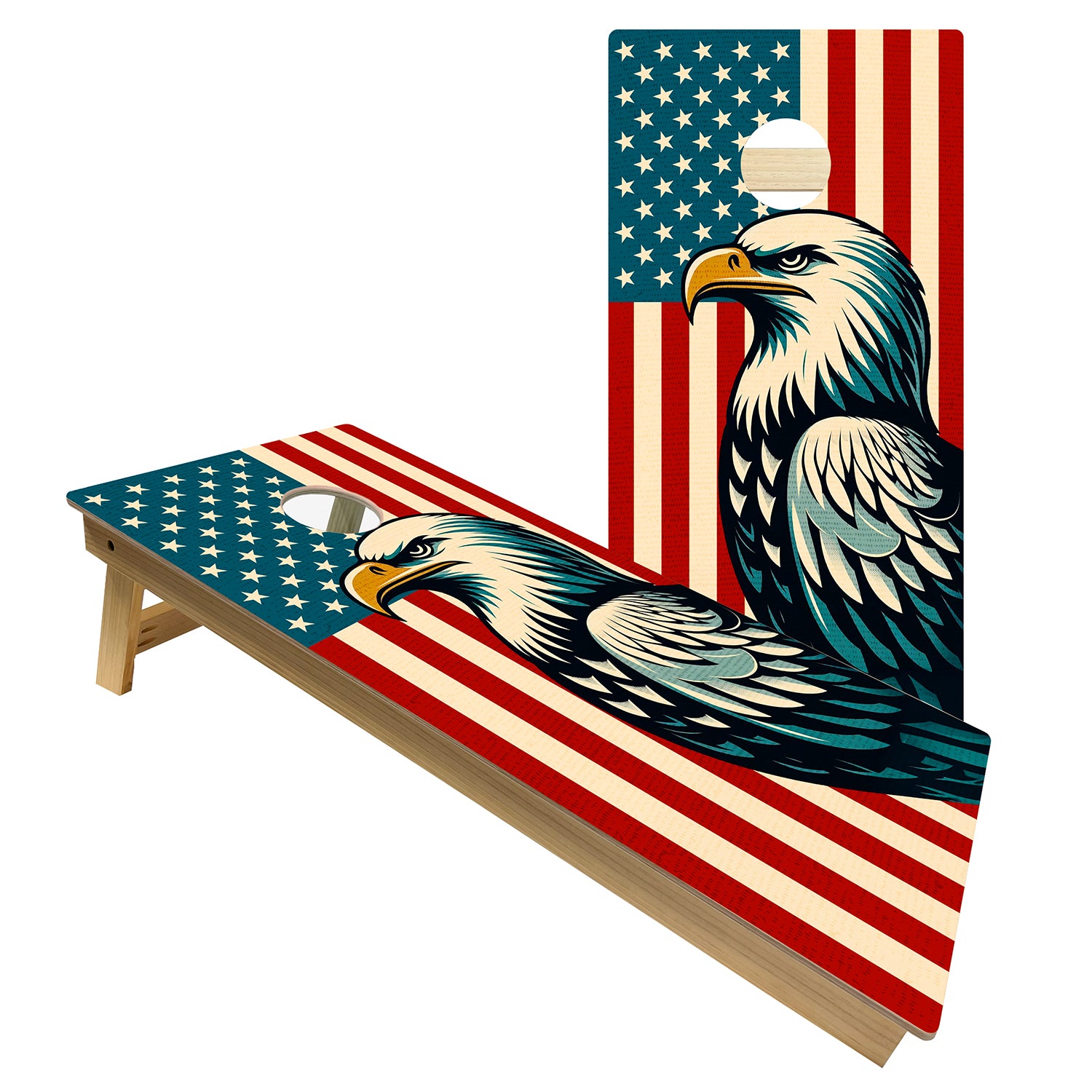 Vintage Patriotic Eagle Cornhole Board Set | Intermediate