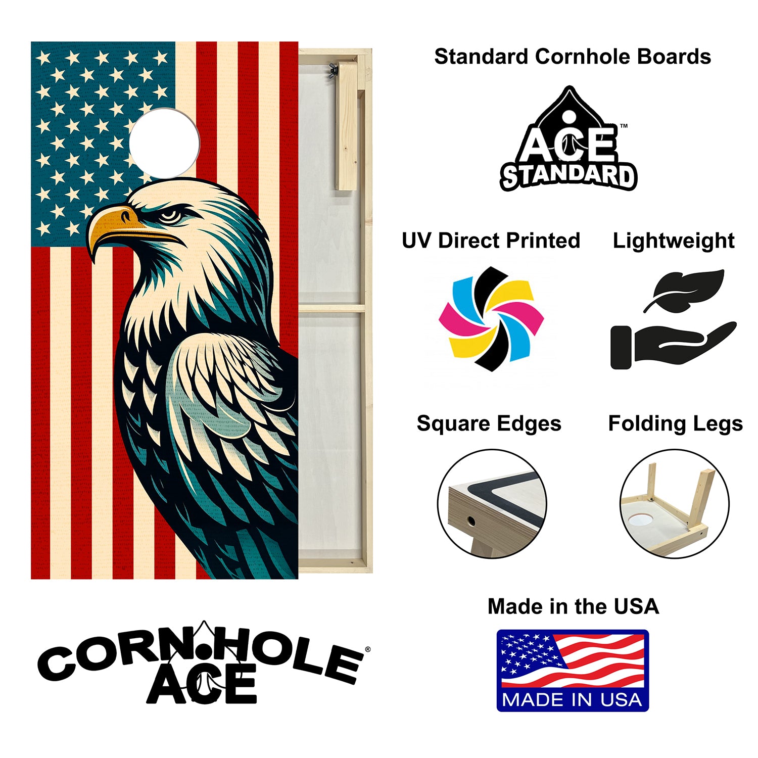 Vintage Patriotic Eagle Cornhole Board Set | Standard – CornholeAce