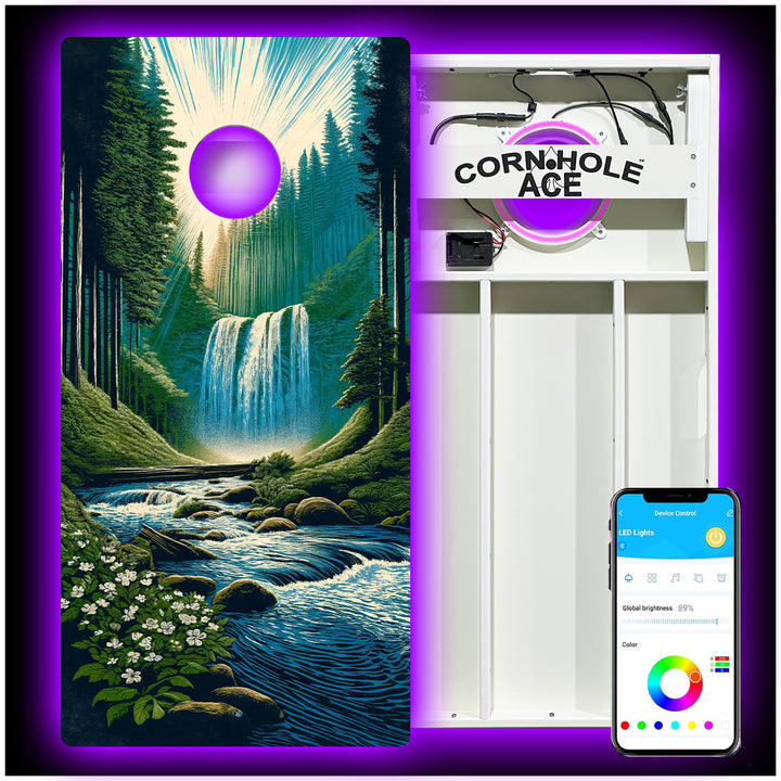 Vintage Sunburst Stream - Cornhole Board Set - All Weather - With Pro Light Kit