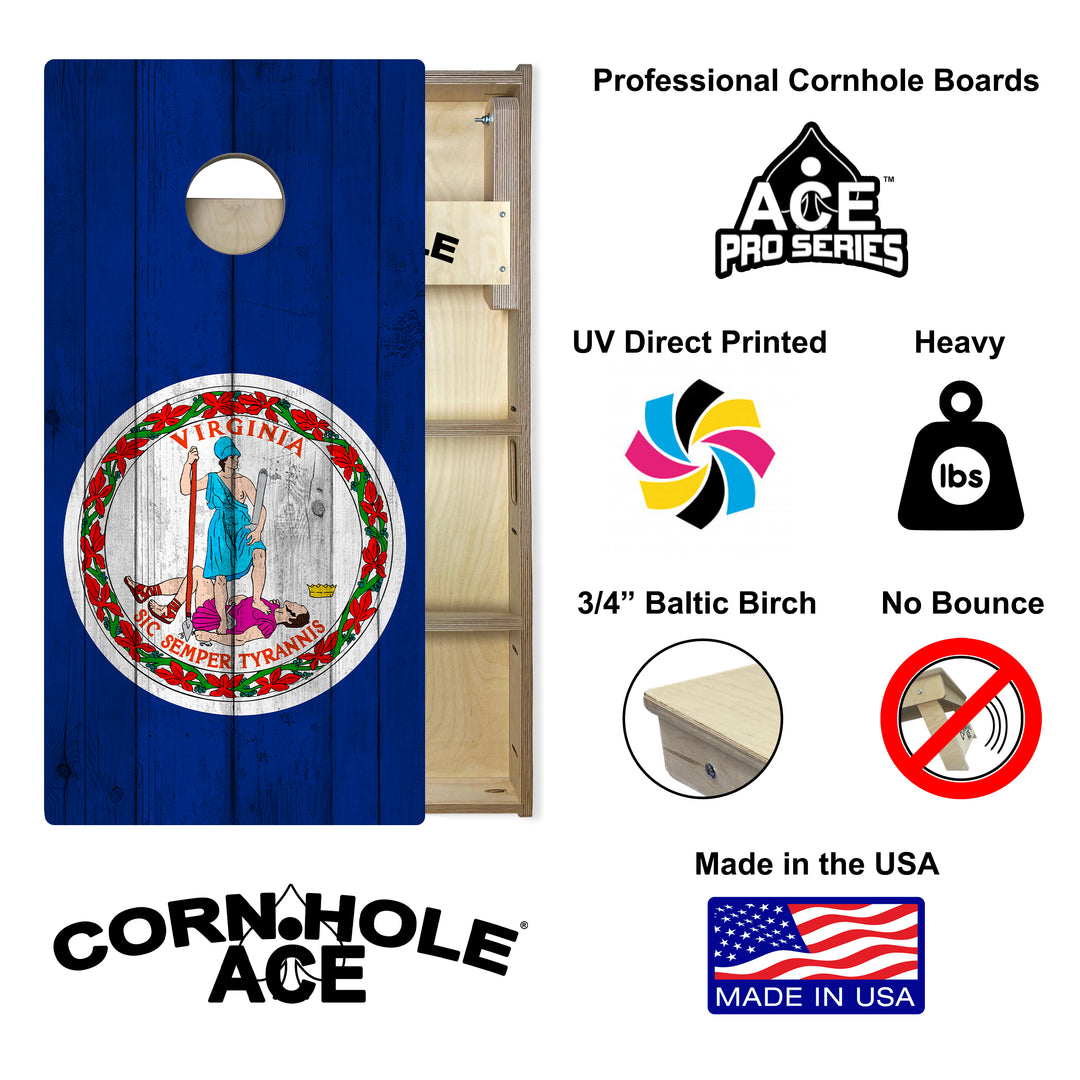 Virginia State Flag – Cornhole Board Set - Professional