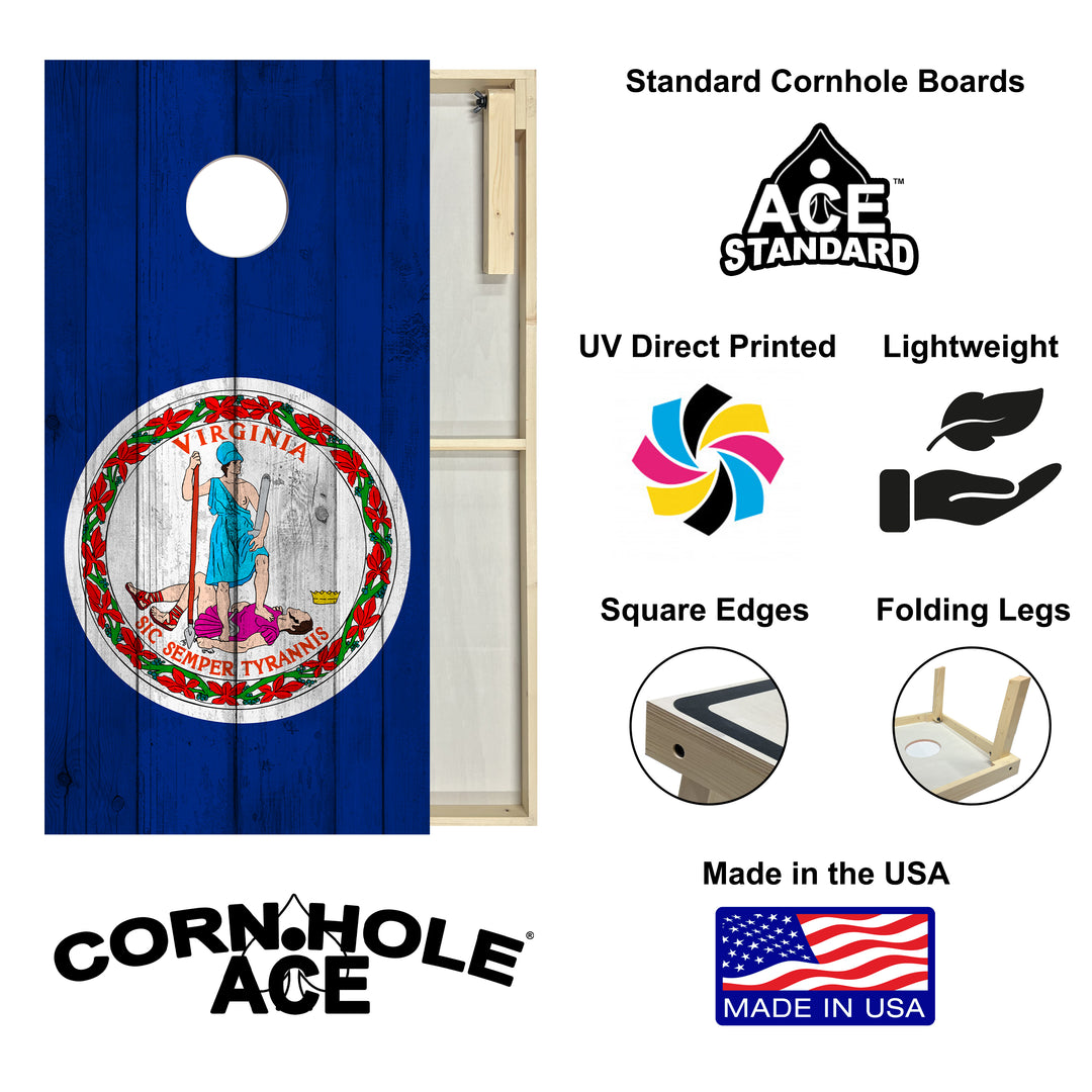 Virginia State Flag – Cornhole Board Set - Standard