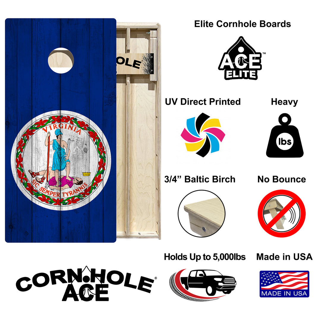 Virginia State Flag – Cornhole Board Set - Elite