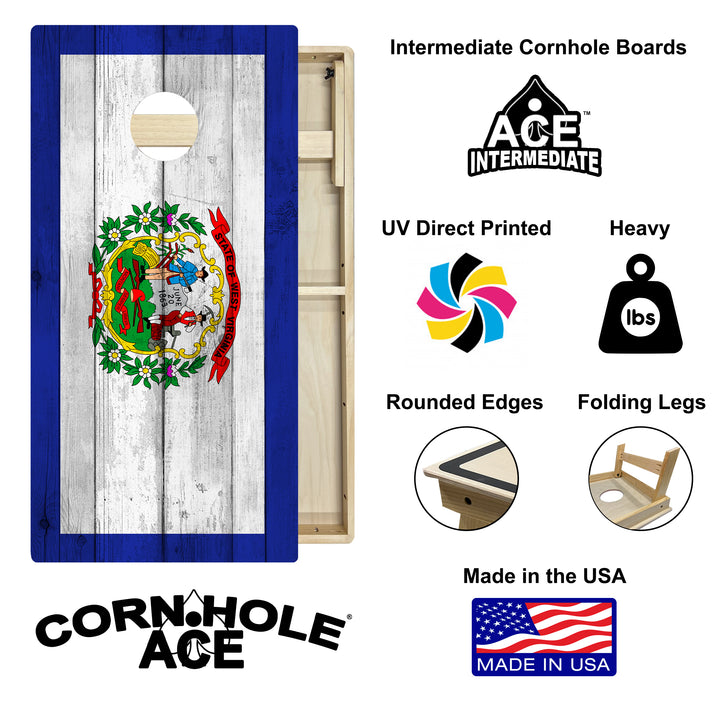 West Virginia State Flag – Cornhole Board Set - Intermediate