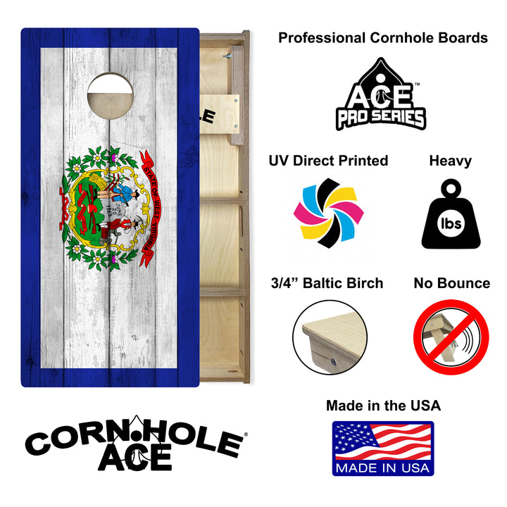 West Virginia State Flag – Cornhole Board Set - Professional