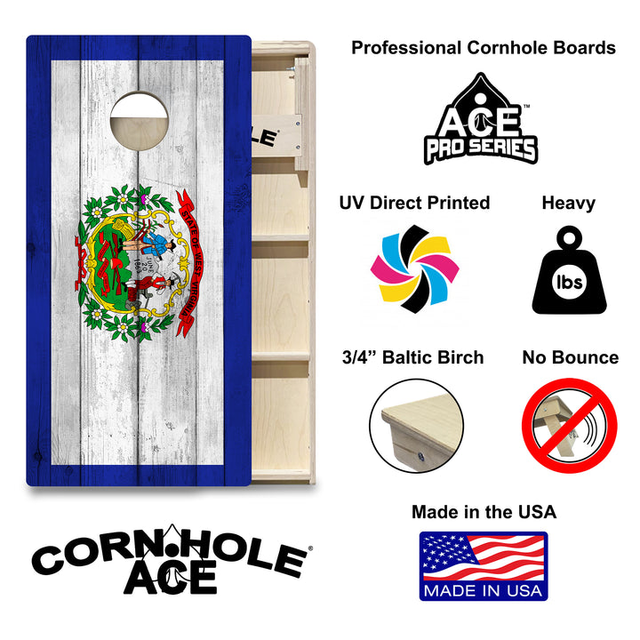 West Virginia State Flag – Cornhole Board Set - Professional