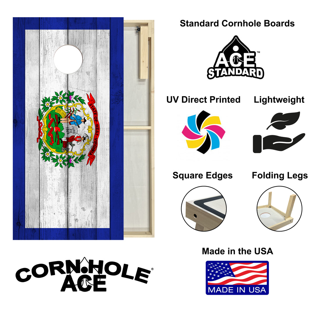 West Virginia State Flag – Cornhole Board Set - Standard