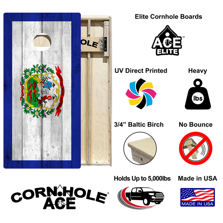 West Virginia State Flag – Cornhole Board Set - Elite