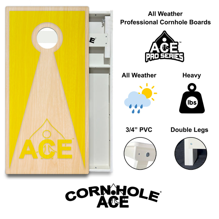 Yellow ACE Inverse Triangle – Cornhole Board Set - All Weather