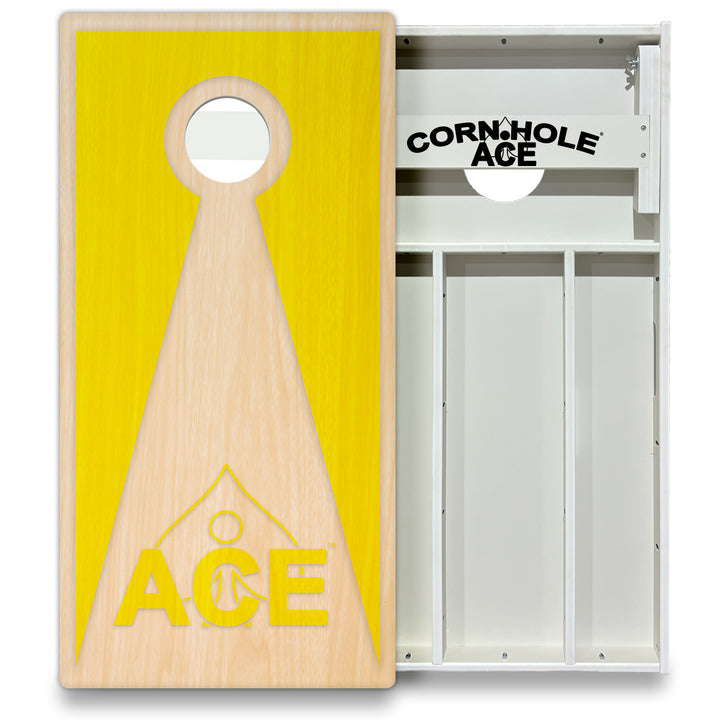 Yellow ACE Inverse Triangle – Cornhole Board Set - All Weather