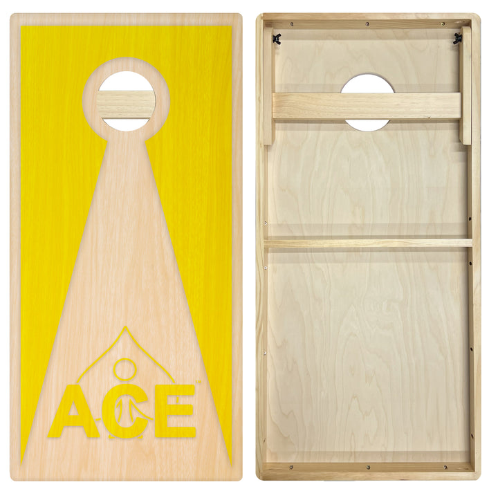 Yellow ACE Inverse Triangle – Cornhole Board Set - Intermediate