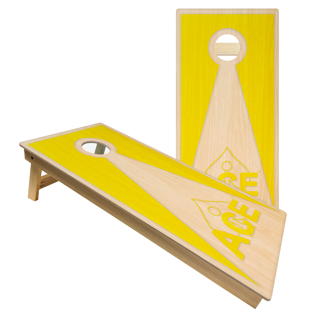 Yellow ACE Inverse Triangle – Cornhole Board Set - Intermediate