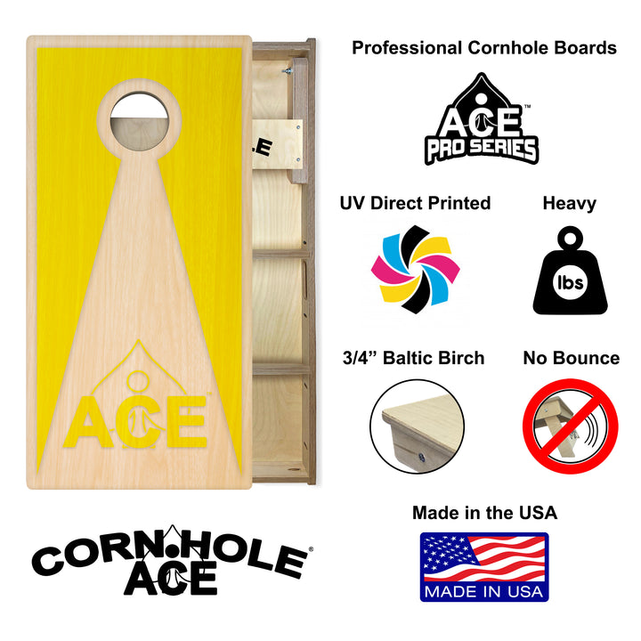 Yellow ACE Inverse Triangle – Cornhole Board Set- Professional