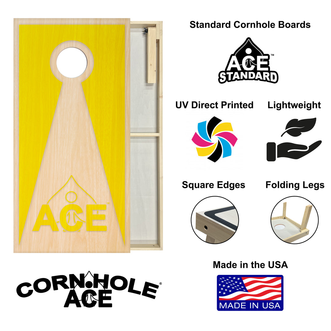 Yellow ACE Inverse Triangle – Cornhole Board Set - Standard