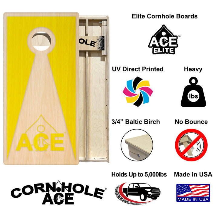 Yellow ACE Inverse Triangle – Cornhole Board Set- Elite