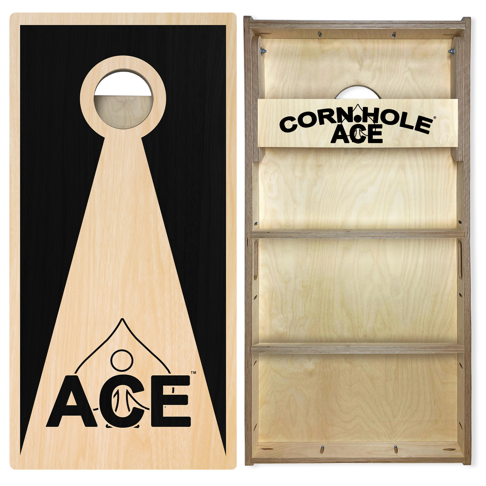 Slick Woody's Regulation Pittsburgh Triangle Cornhole Board Set in Black/Yellow